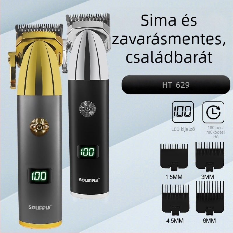 SOLIMPIA Elektromos hajvágó, kefés motor, rozsdamentes acél vágófej, beépített akkumulátor 1000-1200 mAh, üzemidő 1-3 óra, zaj 36-45 dB