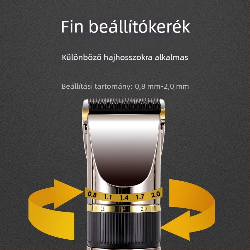 Elektronikus hajvágó kerámia pengével, mosható fej, LCD kijelző, modell 690A, beépített akkumulátor 1200–2000 mAh, üzemidő 1–3 óra