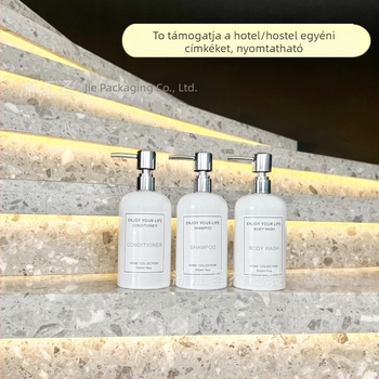 Sampont és tusfürdő adagoló palack, fújt műanyagból, nyomógombos kupakkal, Shengjie packaging