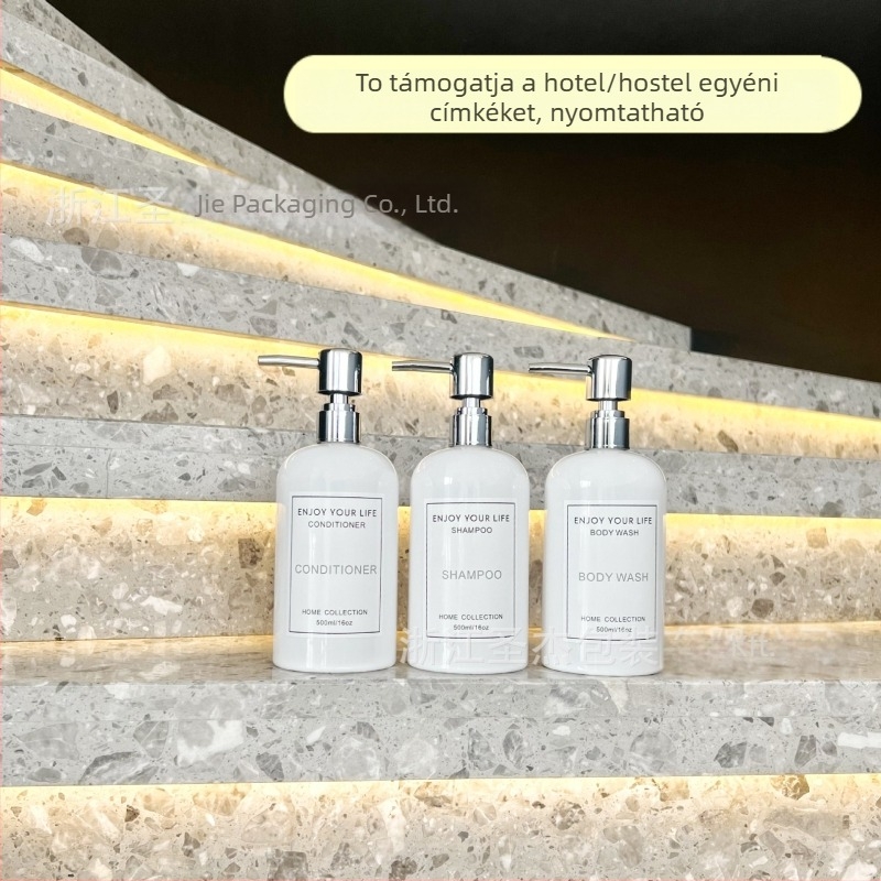 Sampont és tusfürdő adagoló palack, fújt műanyagból, nyomógombos kupakkal, Shengjie packaging