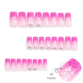 Körömdíszítő matricák 3D virágszirmokkal, édes stílus, viselhető