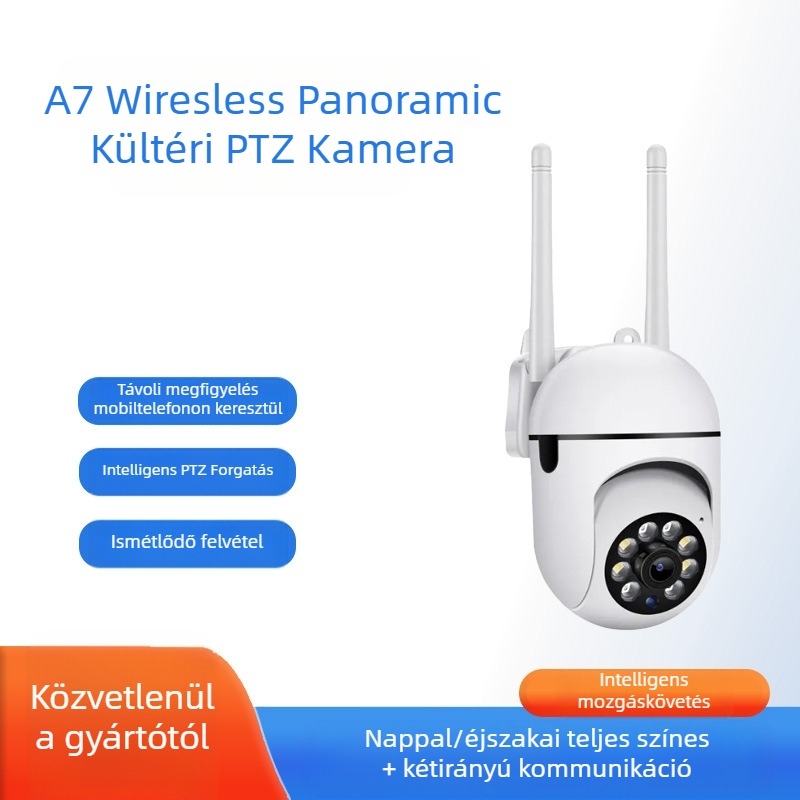 Otthoni IP kamera, vezeték nélküli, beltéri használat (5V tápegység, 0,4 lux éjjellátás, -20–55 °C, riasztó funkció)