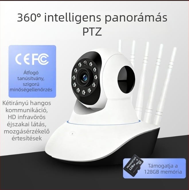 a1 HD vezeték nélküli biztonsági kamera pan-tilt funkcióval, éjjellátás, kétirányú hang, 1080p, TF-kártya
