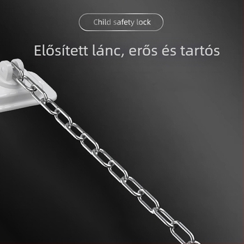 Többcélú biztonsági zár ablakokhoz és ajtókhoz lánccal, ajtóstop, lyukasztás nélküli telepítés, gyermekbiztonság