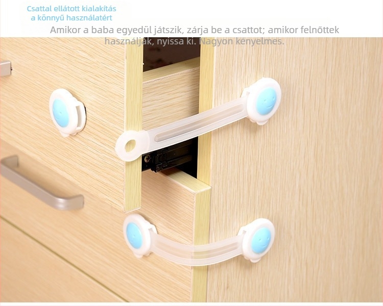 Hosszabbított, többfunkciós gyerekbiztonsági zár fiókokhoz és hűtőhöz, csípés elleni védelemmel, ablakokra és ajtókra