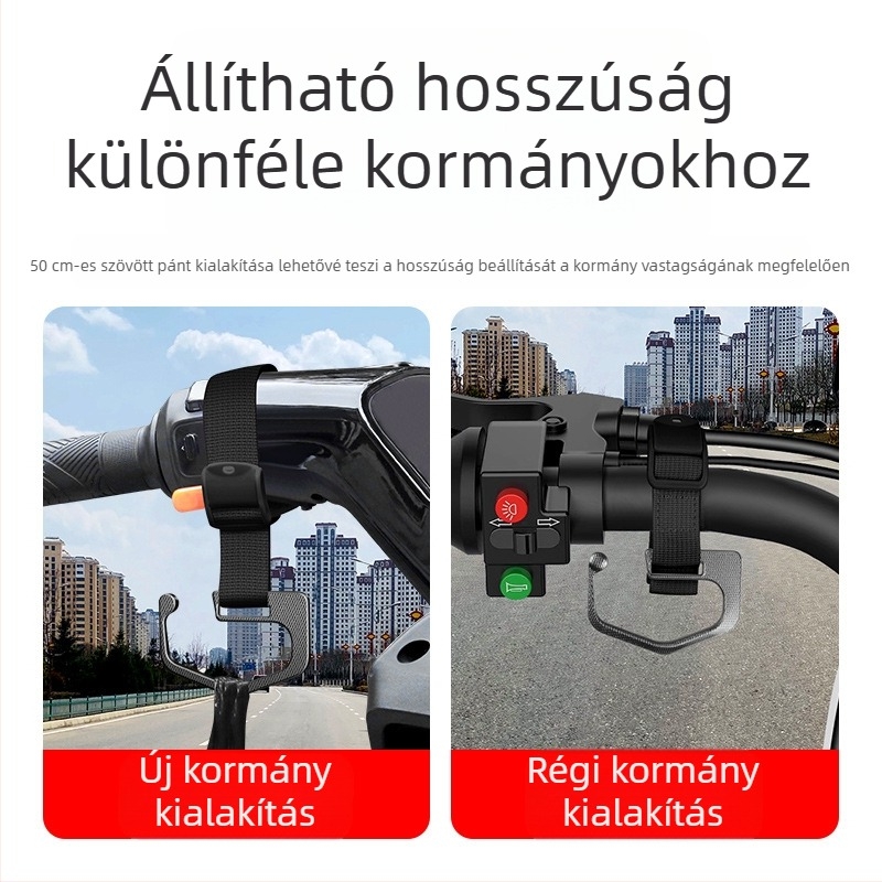 Universális első kampó kerékpárokhoz és babakocsikhoz sisak- és kiegészítő tárolóval