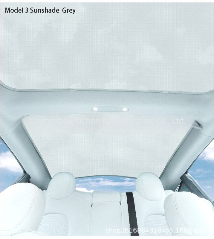 Tesla Model Y tetőfedő napvédő háló – nejlon háló, rögzítés szívócsészékkel, tömeg 0.9 kg, logónyomtatás elérhető, kompatibilis különleges autókhoz