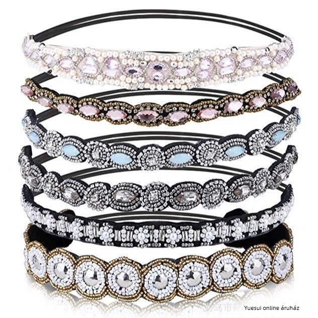 Levél mintás hajpánt – üveg- és rizsgyöngyökből, női stílus, testre szabható