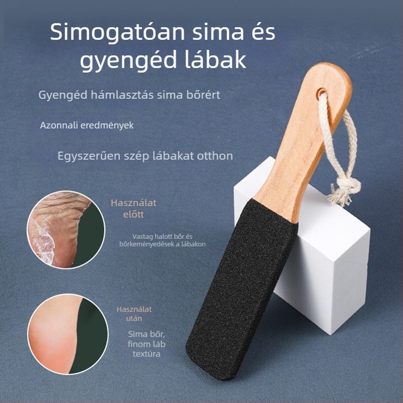 Lábreszelő szilícium-karbid mikrodermabrázióhoz, fa nyél, ovális alak, 600 darabos csomag, a halott bőr eltávolítására