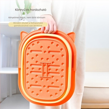 Összecsukható lábfürdő tartóedény otthoni használatra, hordozható vastagított műanyag dizájn, nők és várandós anyák számára, vízellátás nélkül, modern minimalist stílus, anyag: TPR+PP