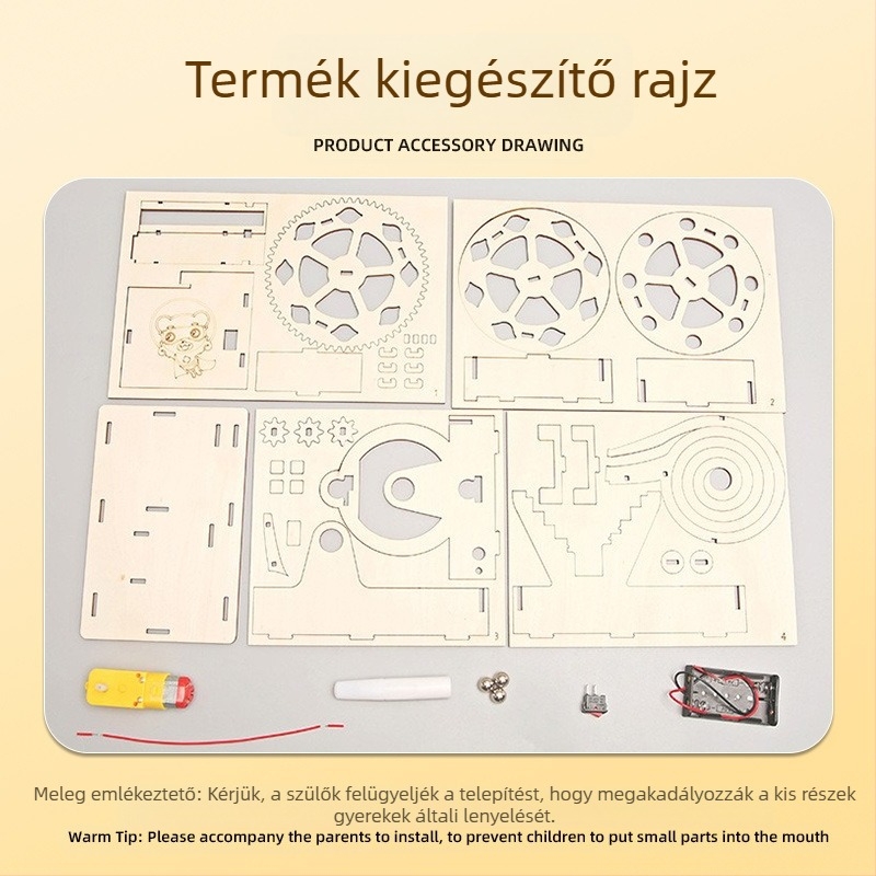 DIY fa elektromos golyóverseny – többfunkciós oktató fizika játék 7–14 éveseknek