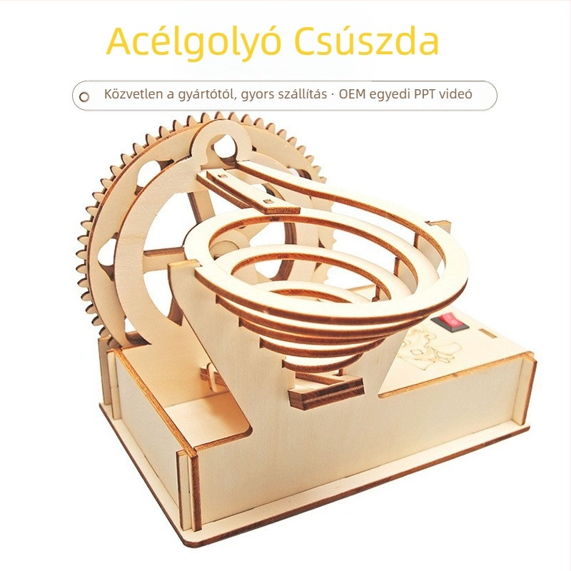 DIY fa elektromos golyóverseny – többfunkciós oktató fizika játék 7–14 éveseknek