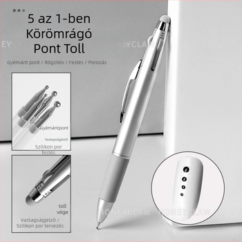 Köröm-művészeti pont toll, 5 az 1-ben, gombnyomásos működés, többfejű pontozó eszköz, műanyag test
