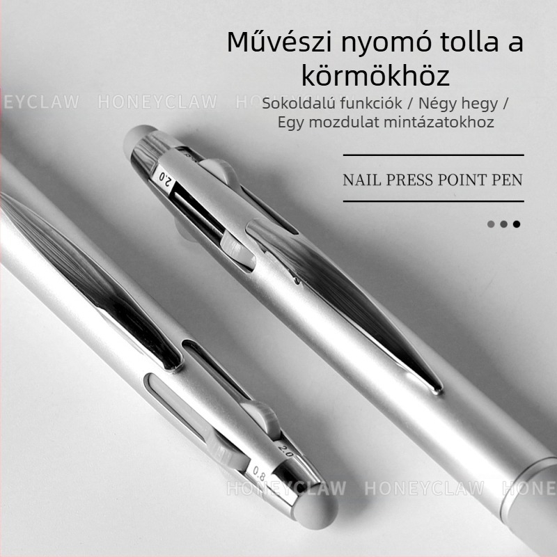 Köröm-művészeti pont toll, 5 az 1-ben, gombnyomásos működés, többfejű pontozó eszköz, műanyag test