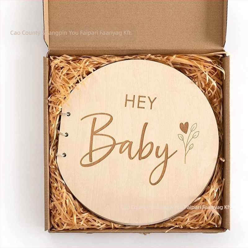 Kör alakú fa emlékkönyv babakereszteléshez gravírozott borítóval — DIY emlékkönyv és üzenetkönyv, rajzfilmszerű stílus; Anyag: fa; Márka: Shangpinyou; Kategória: Dísztárgyak; Stílus: Modern egyszerűség