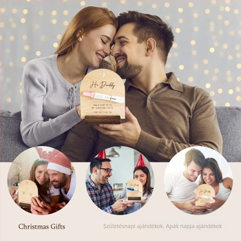 Boxwoodból készült terhességi teszt emlékfa fotókeret – modern minimál stílus