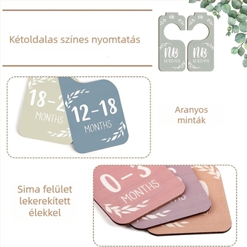 Boxwoodfából készült babamérföldkő medálok, 8 darabos készlet, kétoldalas, modern minimalist stílus