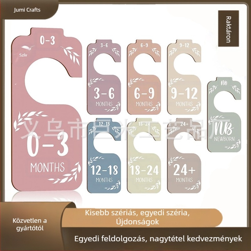 Boxwoodfából készült babamérföldkő medálok, 8 darabos készlet, kétoldalas, modern minimalist stílus