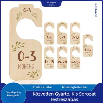 Kétszárnyú, fából készült babagardrób elválasztó a ruhák tárolásához, újszülöttől 24 hónapos korig; anyag: Boxwood; fa