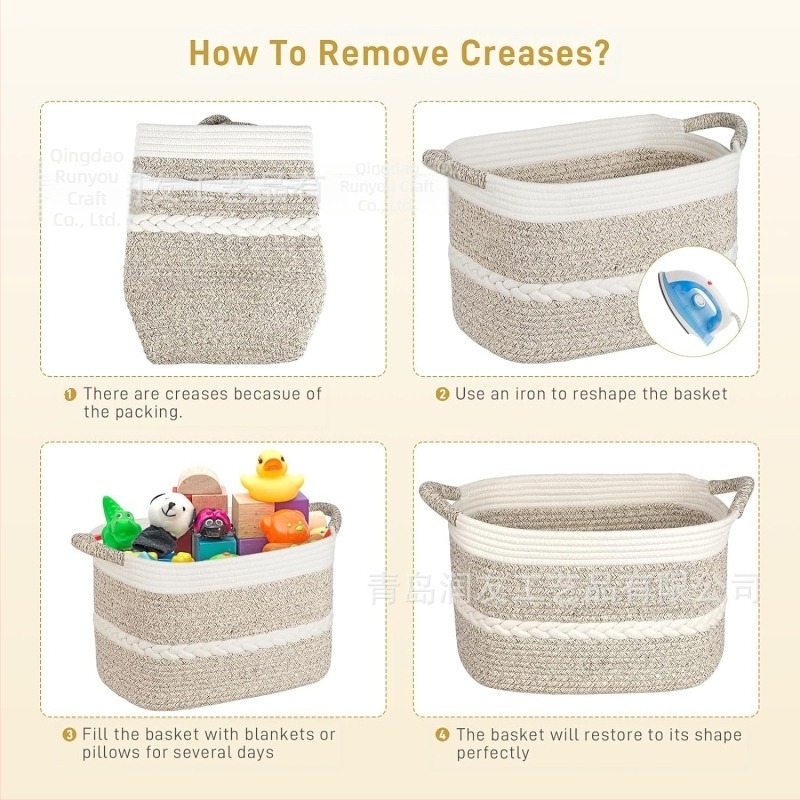 Nagy kapacitású pamutfonalból szőtt tárolókosár, modern minimalista stílus, otthonra és irodába, ideális nassolnivalók és apró holmik tárolására.