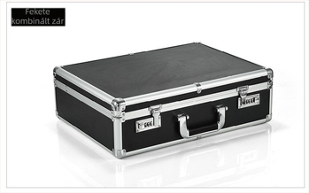 Szerszámos doboz alumíniumötvözet kerettel, ABS felülettel, fekete flanel béléssel, teherbírás 8 kg
