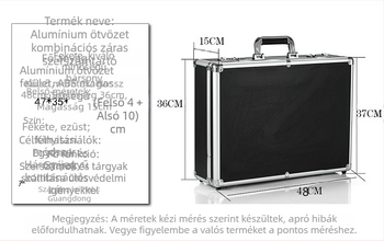 Szerszámos doboz alumíniumötvözet kerettel, ABS felülettel, fekete flanel béléssel, teherbírás 8 kg