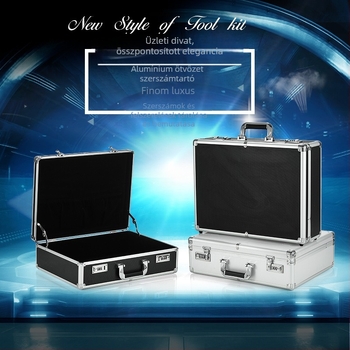 Szerszámos doboz alumíniumötvözet kerettel, ABS felülettel, fekete flanel béléssel, teherbírás 8 kg