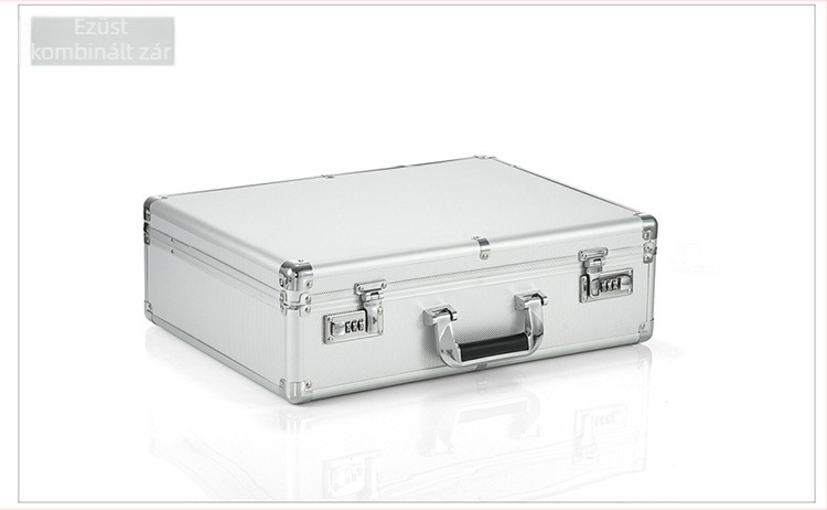 Szerszámos doboz alumíniumötvözet kerettel, ABS felülettel, fekete flanel béléssel, teherbírás 8 kg