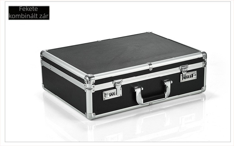 Szerszámos doboz alumíniumötvözet kerettel, ABS felülettel, fekete flanel béléssel, teherbírás 8 kg