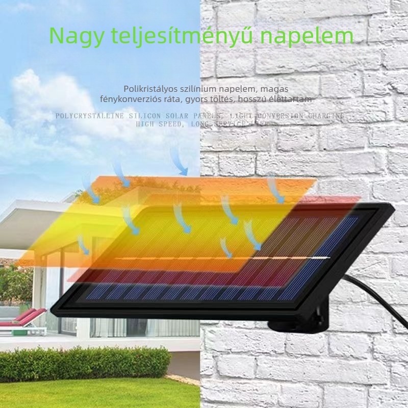 Napelemes függőlámpa mozgásérzékelővel és távirányítóval, LED 7W, IP65 vízálló, 5 m állítható magasság