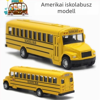 Ötvözet pull-back iskolabusz modell, 1:43-as arányban, Yi Da Xin, többfunkciós játékbusz