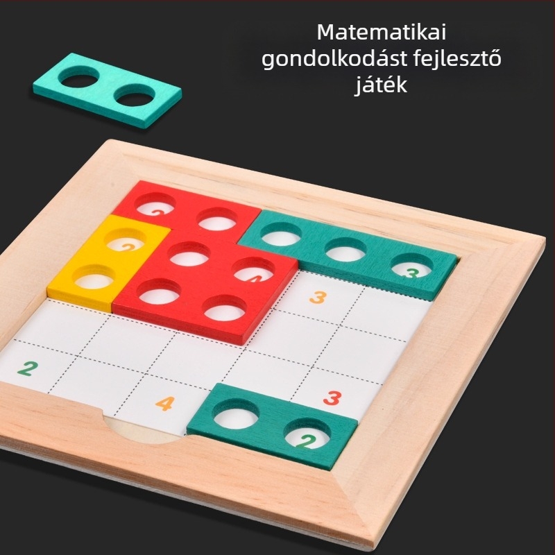 Fából készült gondolkodást fejlesztő játék gyerekeknek, Montessori stílus, logikai és matematikai gondolkodás fejlesztése, asztali puzzle 4–6 éveseknek (Anyag: fa; Kategória: sík puzzle; Testreszabás: egyedi minták; Korosztály: 4–6 év)