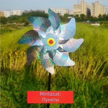 Laser Windmill mezőgazdaság és kertek számára — elektromos kereskedelmi modell; anyag: vastag poliészter PVC PET; elriasztja kisállatokat; alkalmas területek, gyümölcsös, kert, fű, repülőtér.