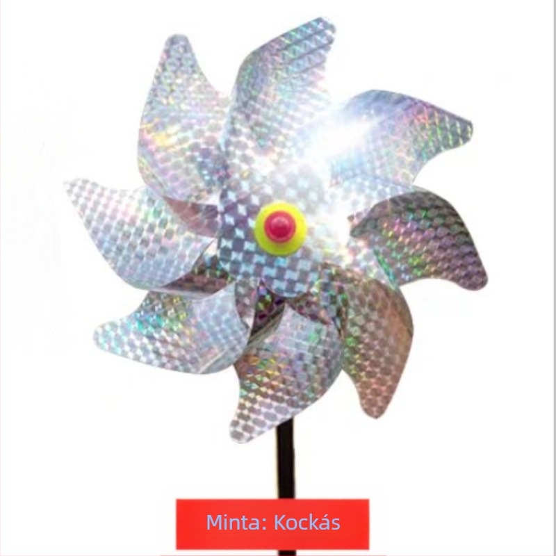 Laser Windmill mezőgazdaság és kertek számára — elektromos kereskedelmi modell; anyag: vastag poliészter PVC PET; elriasztja kisállatokat; alkalmas területek, gyümölcsös, kert, fű, repülőtér.