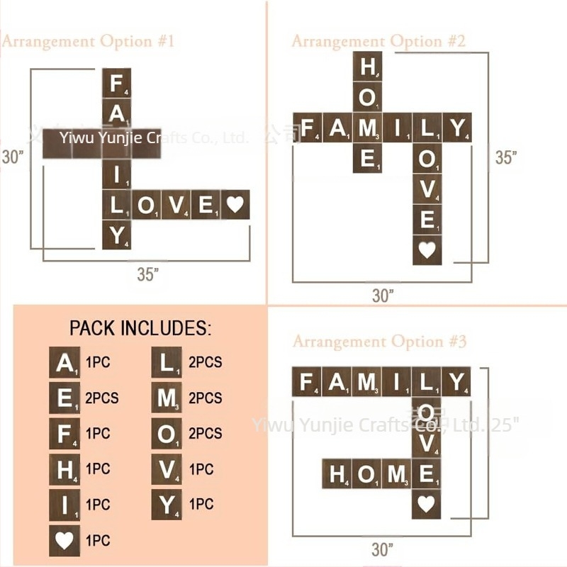 Négyzet alakú, bükkfából készült betű falikép – modern és egyszerű függő falidísz konyhához, nappaliba és hálószobába