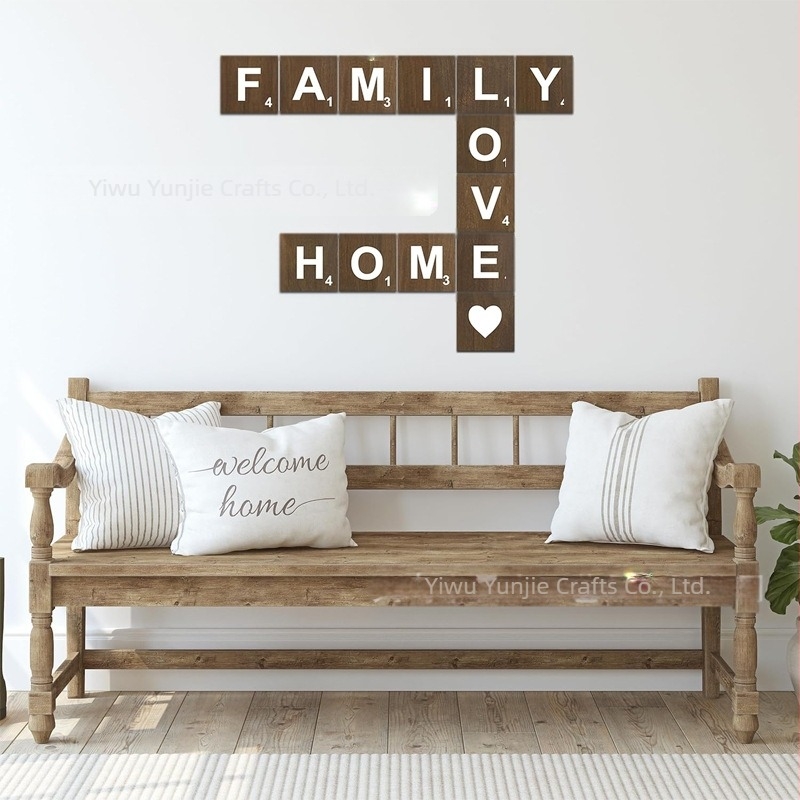 Négyzet alakú, bükkfából készült betű falikép – modern és egyszerű függő falidísz konyhához, nappaliba és hálószobába