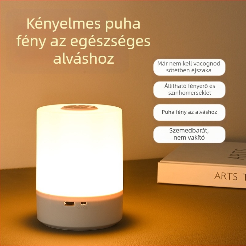 Ágy melletti éjjeli lámpa érintéses kapcsolóval, újratölthető beépített akkumulátor, szemvédő fény, geometriai PP árnyékoló