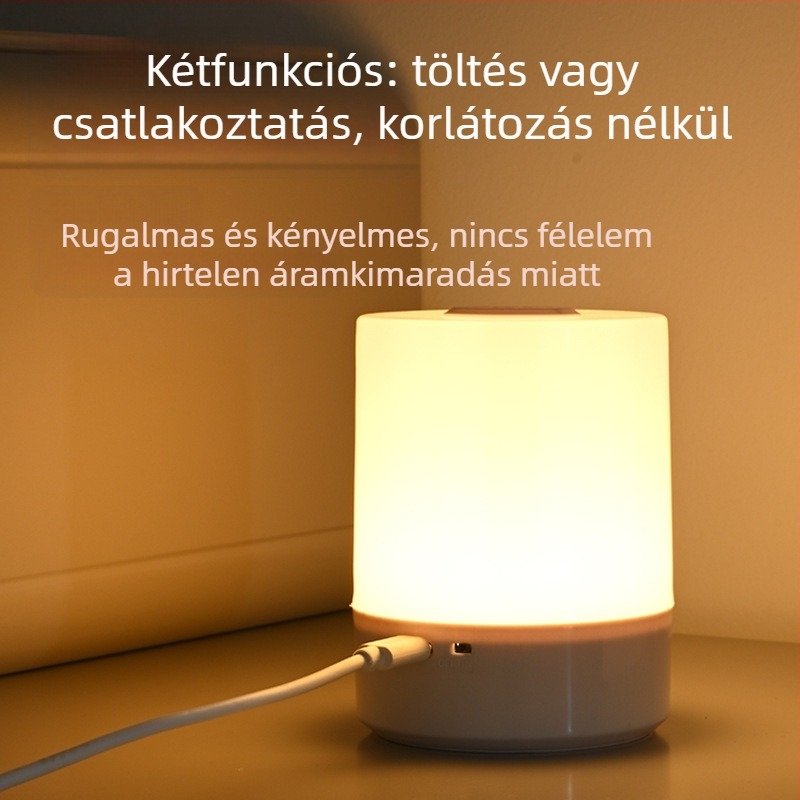 Ágy melletti éjjeli lámpa érintéses kapcsolóval, újratölthető beépített akkumulátor, szemvédő fény, geometriai PP árnyékoló