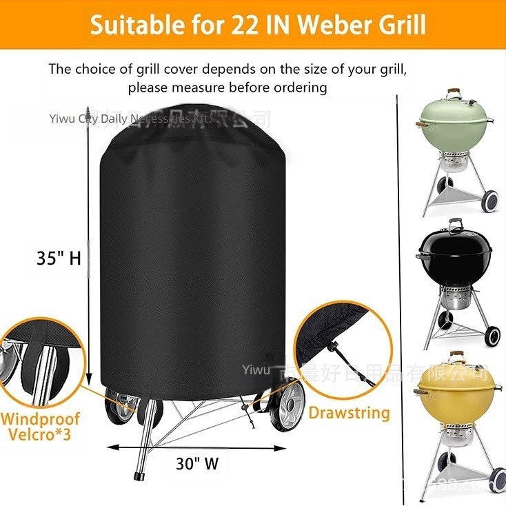 Barrel alakú kültéri BBQ borító – vízálló, UV‑álló, porálló; kör alakú poliészter borítás (210D/420D/600D)