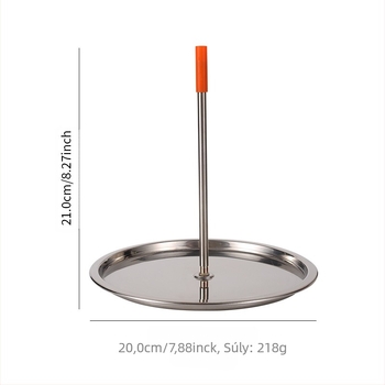 304 rozsdamentes acél nyárs grill leválasztható fogantyúval és alappal, függőlegesen megerősített sültcsirke rács, kör alakú forma, tömeg 0,3 kg