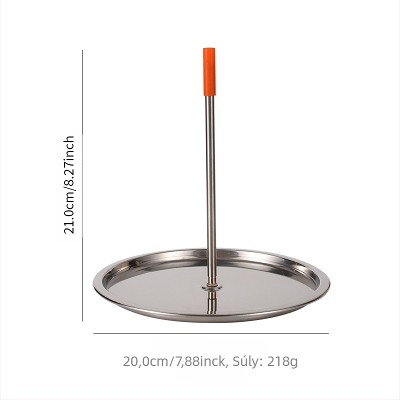 304 rozsdamentes acél nyárs grill leválasztható fogantyúval és alappal, függőlegesen megerősített sültcsirke rács, kör alakú forma, tömeg 0,3 kg