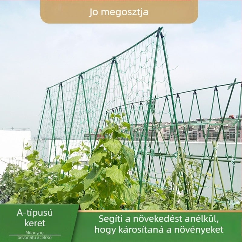 Kapaszkodó keret növényeknek, műanyag bevonatú acélcsövek, kertészkedéshez