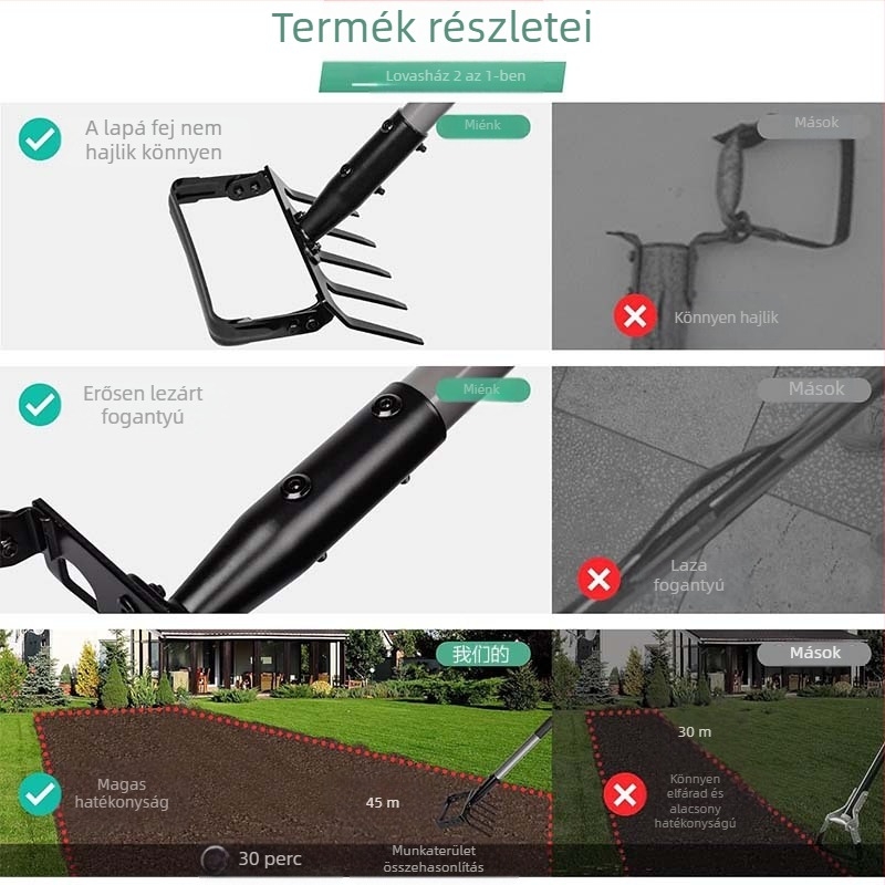 Stirrup kapa – kettős funkciójú gyomirtó gereblye kerthez, fej gyűrű — (Brand: Isunpro; Személyre szabás: Támogatott; Alkalmazás: Kert/Mezőgazdaság; Típus: Stirrup Hoe)