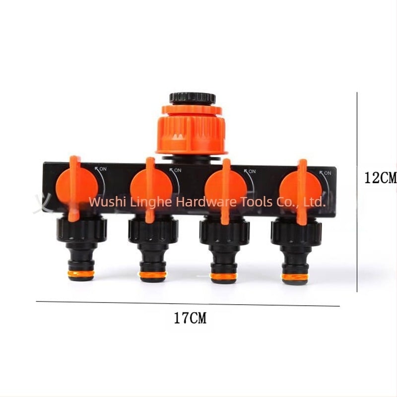 Európai stílusú víz-elosztó 1 bemenettel és 4 kimenettel, kapcsoló szeleppel Gordenbe