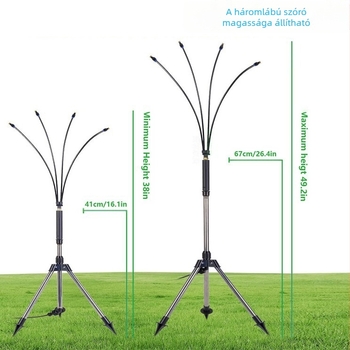 Microjet sorozat alacsony nyomású permetező rendszer, háromlábú állvány, állítható magasság, kültéri hűtés aeroszolizációval