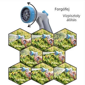 Fém multifunkciós kerti vízpisztoly nyolcfokozatú permetezéssel, magas nyomású, autómosáshoz és növények öntözéséhez