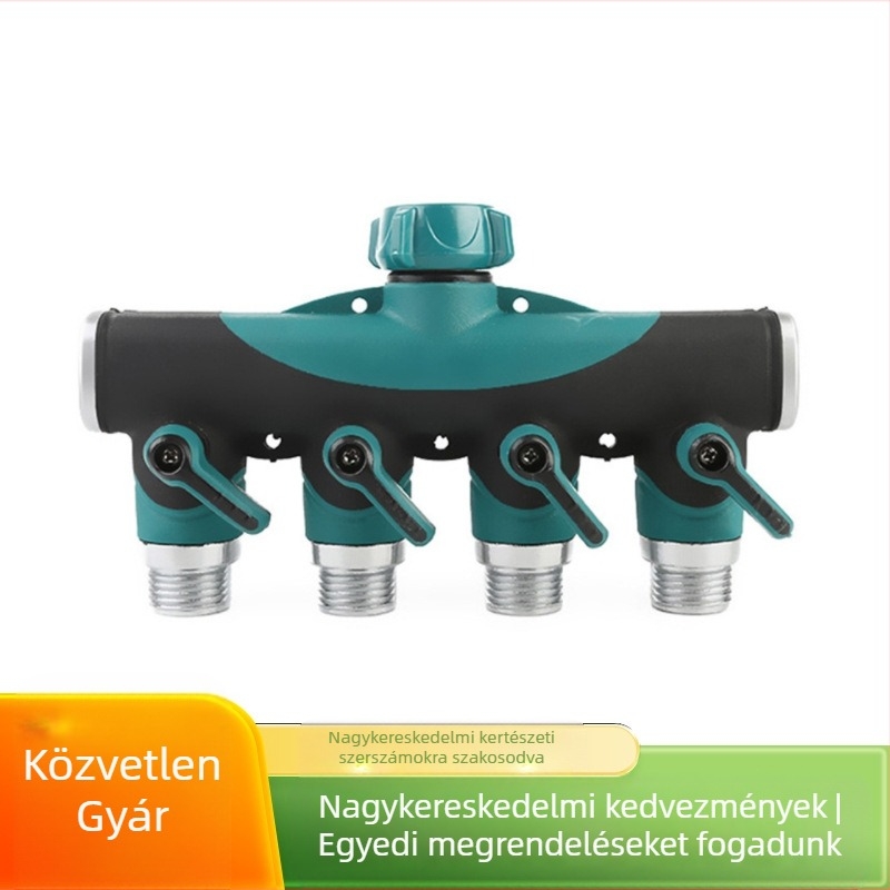 Négyutas golyóscsap, négyutas vízszétválasztó csatlakozó, vízcsatlakozás, műanyag bevonatú csőcsatlakozó (Márka: Shengda, Park)