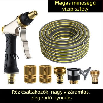 Teljesen rézből készült magasnyomású vízpuskás készlet autómosáshoz, kertbe és virágok öntözéséhez — több állítható sugárzás, tömeg 0,386 kg