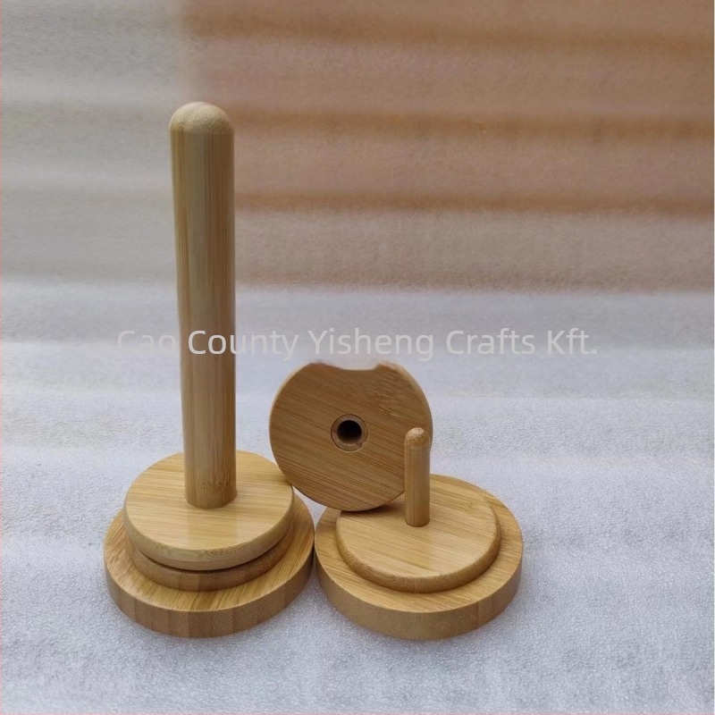 Fonaltekercs tartó – forgó, bambuszfa, asztali fa tároló, modern egyszerű stílus (Brand: Yisheng)