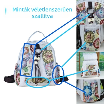 Vászon hátizsák, irodalmi kínai stílus, cipzáras nyitás, belső zseb a telefon számára, belső réteg, puha szerkezet, 2024 téli kiadás.